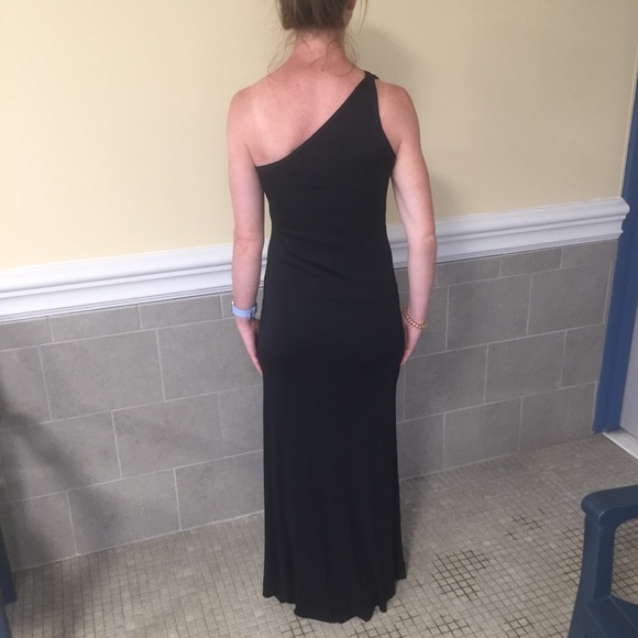 RARE JAMES DAUGHERTY Sz S Black jersey maxi dress - Picture 7 of 8